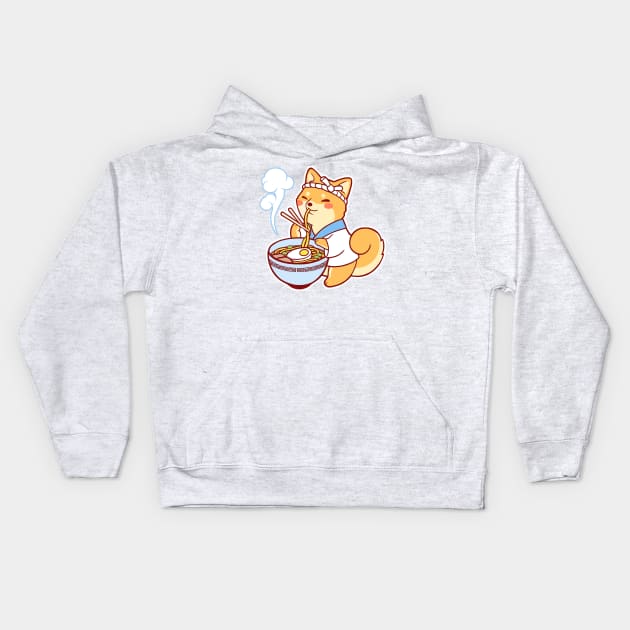 Ramen Shiba Kids Hoodie by SarahJoncas